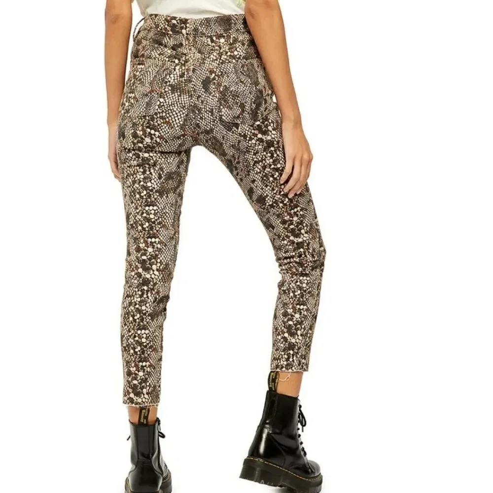 Free people raw high-rise snake print jeggings